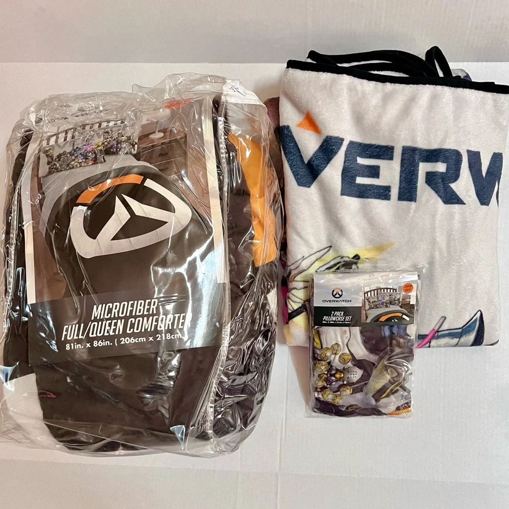 OVERWATCH Comforter Pillow Cases Throw Bundle Bedding Set Full Queen Hot Topic